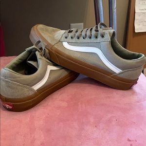 Army Green Vans with Gum Soles